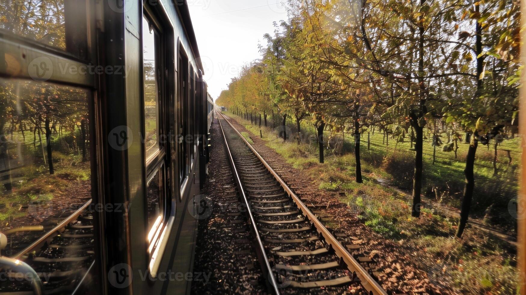 The trains whistle echoes through the orchard adding to the peaceful ambiance of the surroundings photo