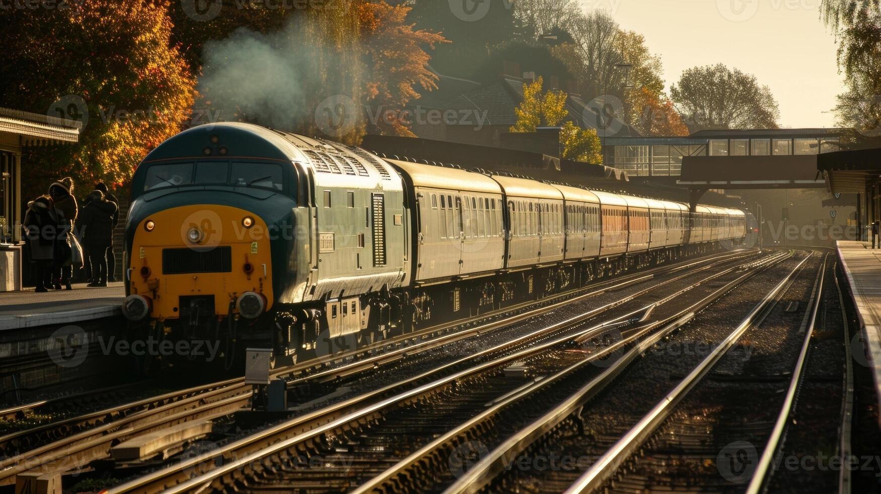 As the train pulls away from the station passengers wave goodbye to the vendors as they continue their journey photo