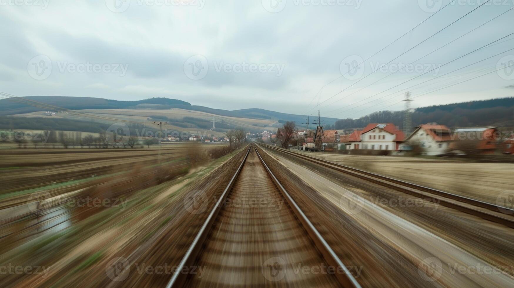 The passing towns and villages are just a blur to the traveler a reminder to keep moving forward on their journey photo