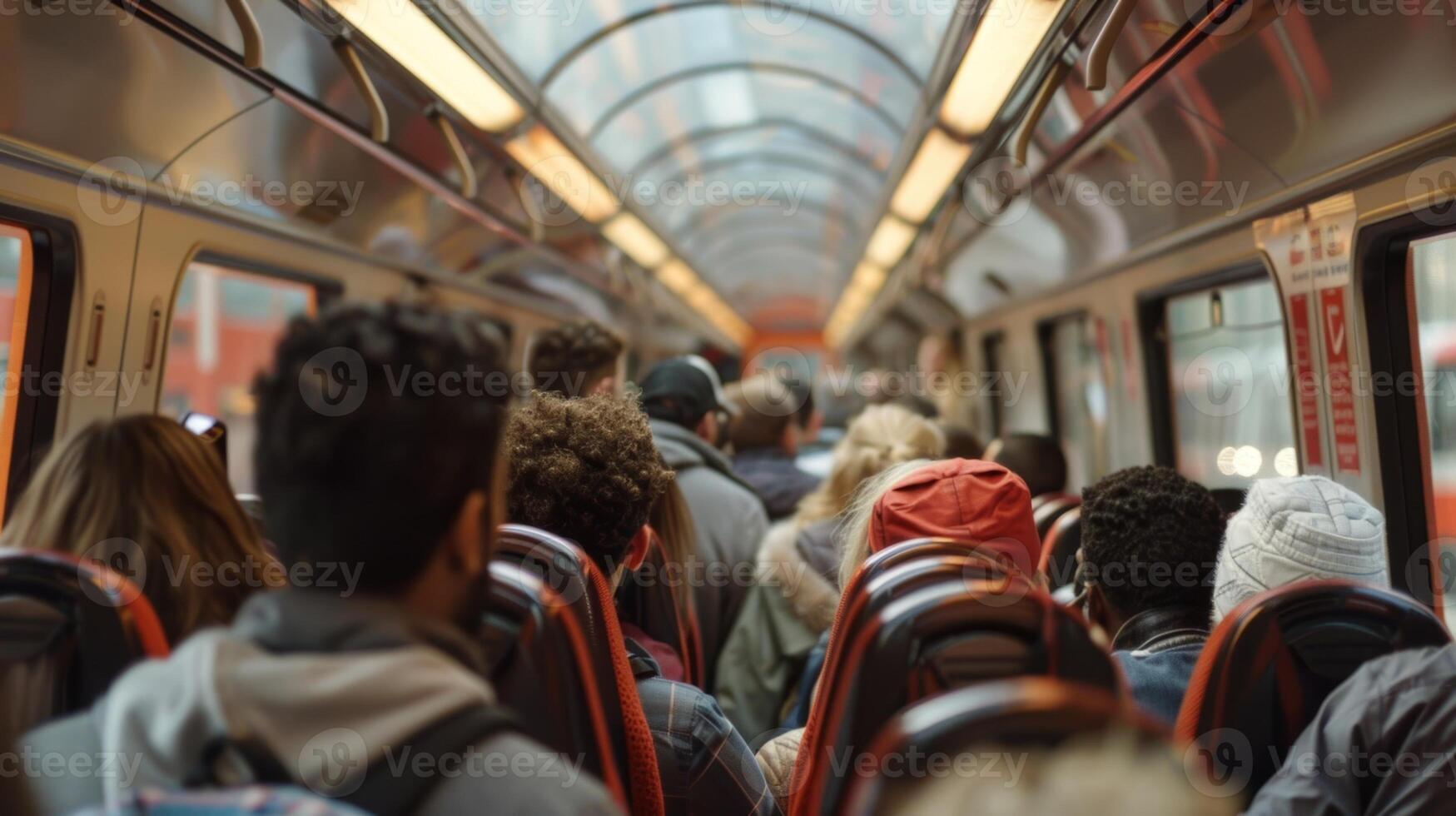 Passengers are seen exchanging languages and learning new phrases embracing the diverse cultures on the train photo
