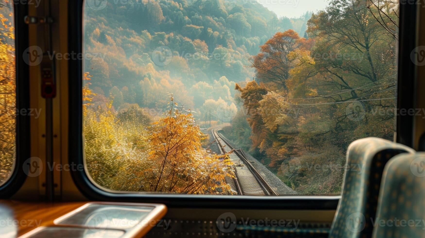 The valleys are alive with the colors of nature as the train passes by photo
