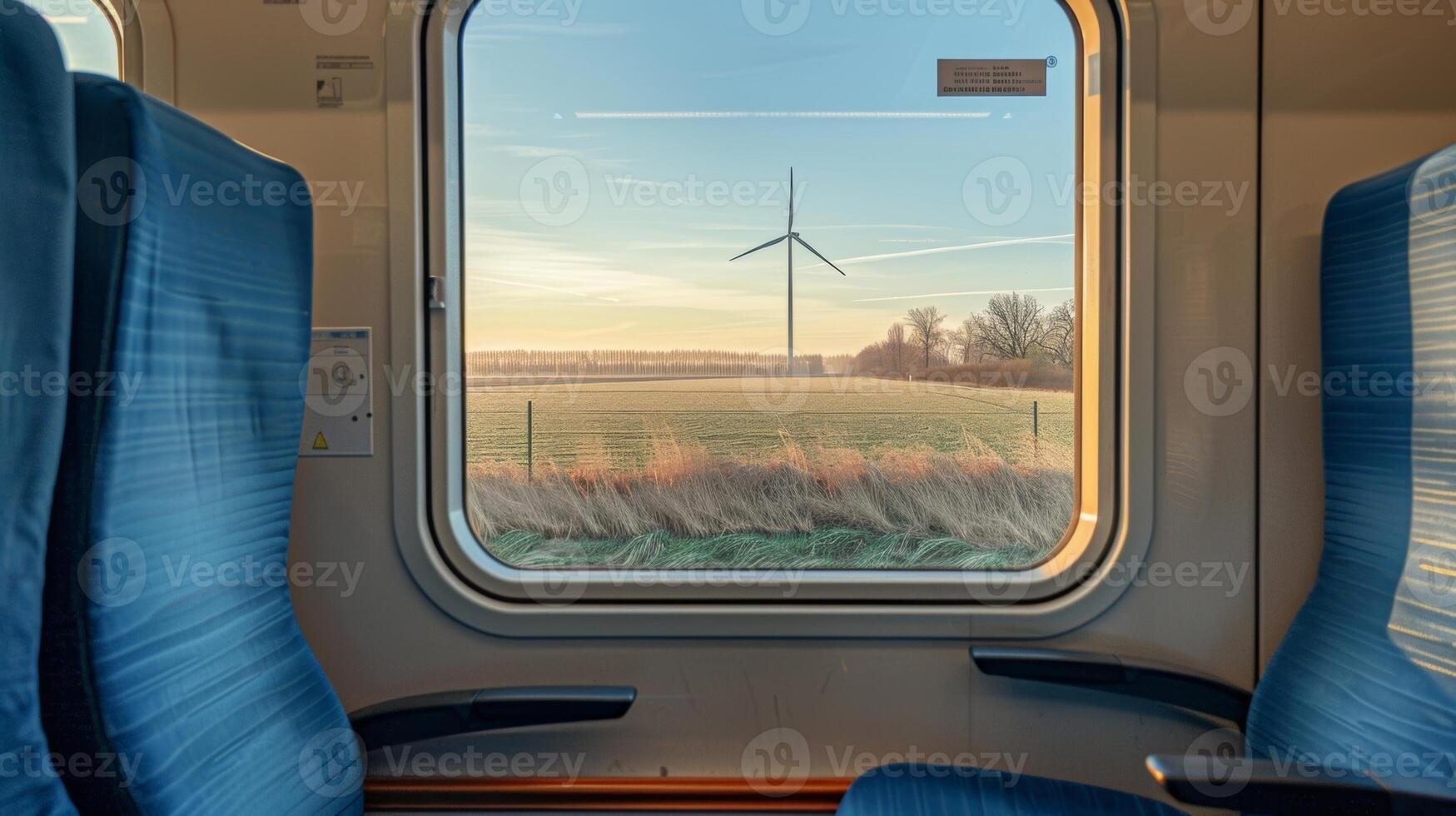 A wind turbine was visible in the distance a symbol of the stations use of renewable energy sources photo