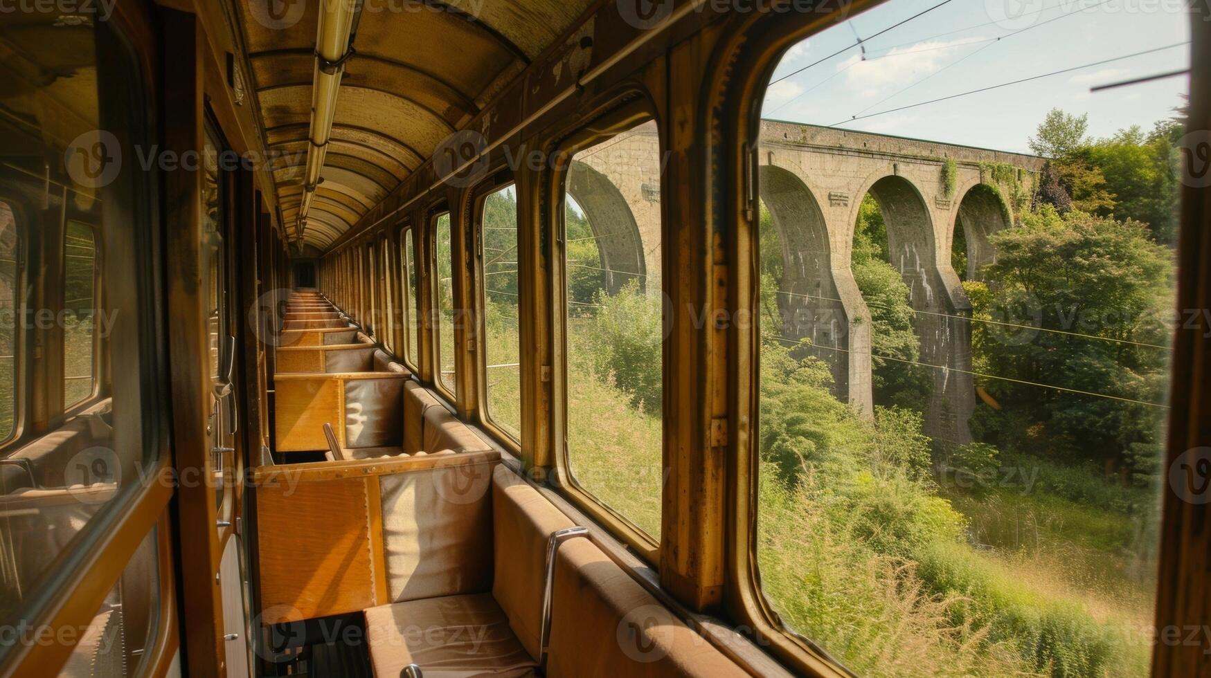 As the train rumbled over a bridge ancient aqueducts could be seen still standing strong photo