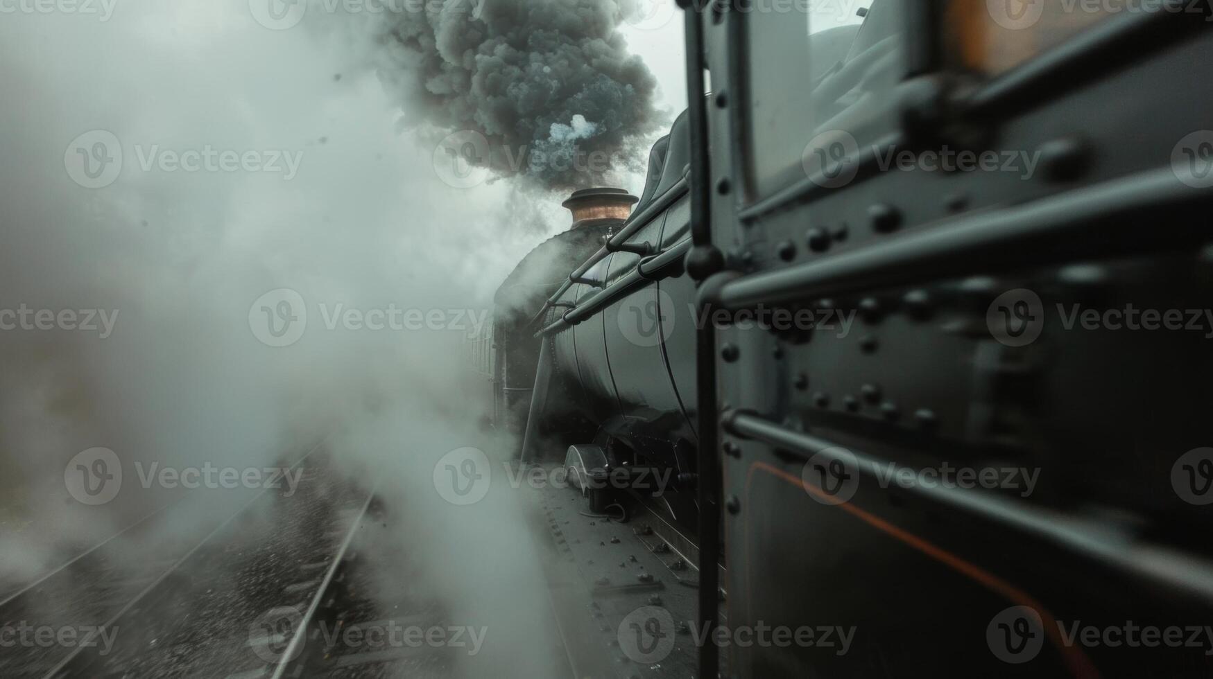 The smell of coal and smoke adding to the authentic experience of the steam train ride photo