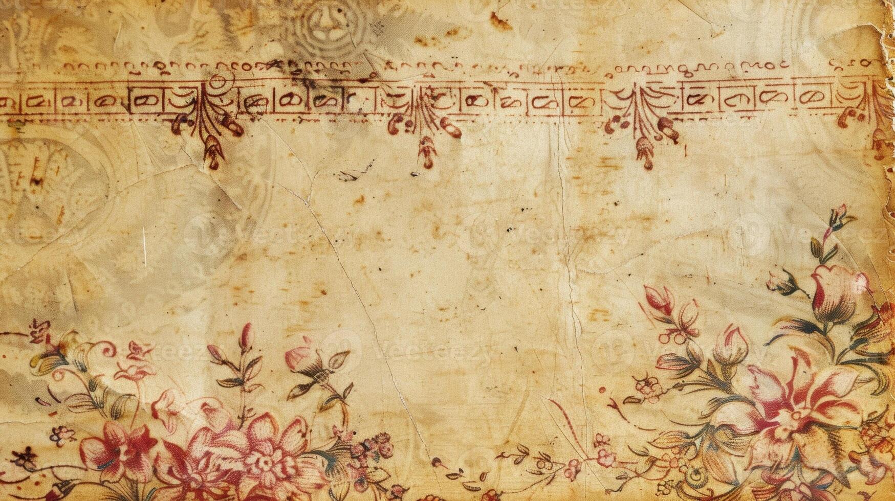 A faded train ticket with a delicate floral border offers a glimpse into the past photo