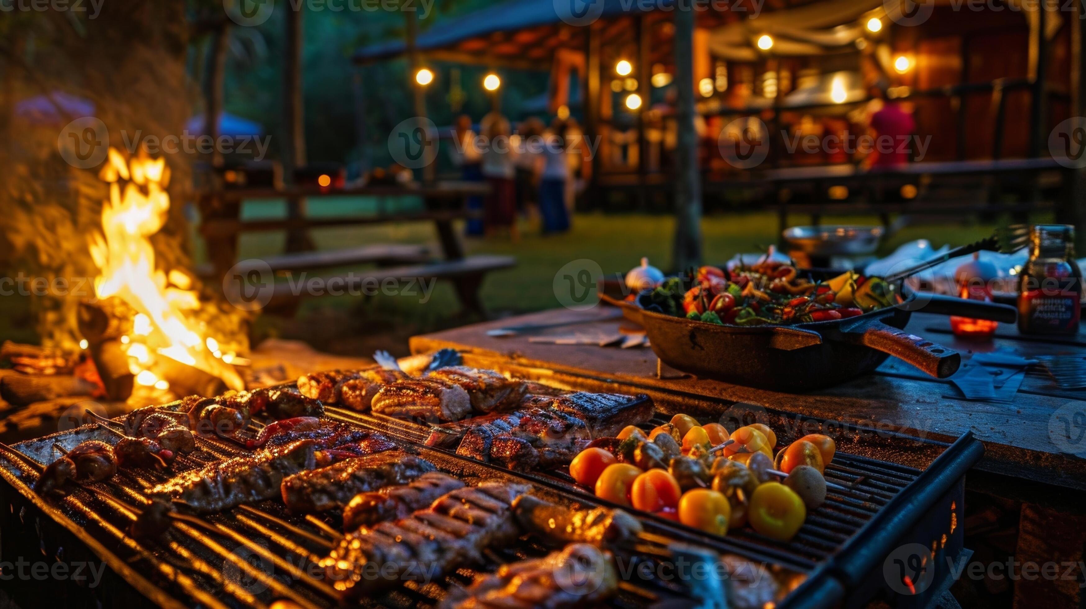 The scent of roasting meats fills the air enticing guests to indulge in