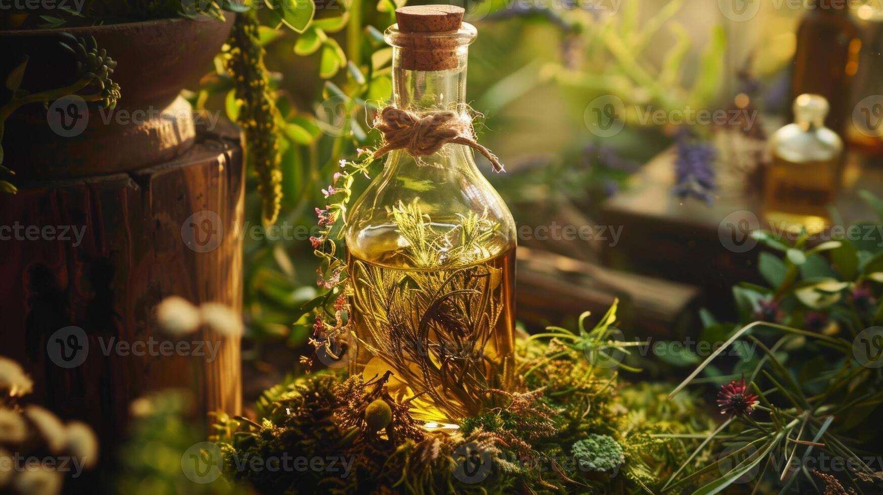 A mystical elixir made from rare and potent wildharvested herbs steeped in a blend of exotic es photo