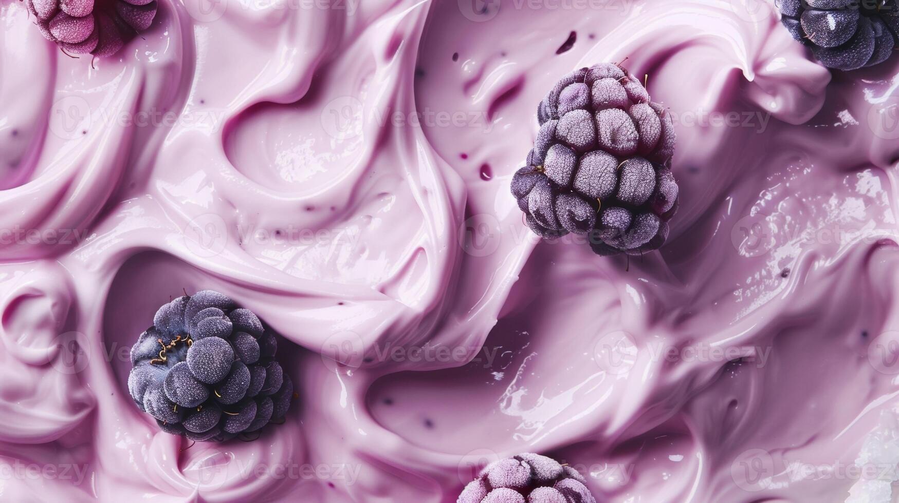 A sful of creamy yogurt is swirled with tart huckleberries a perfect balance of sweet and tangy photo