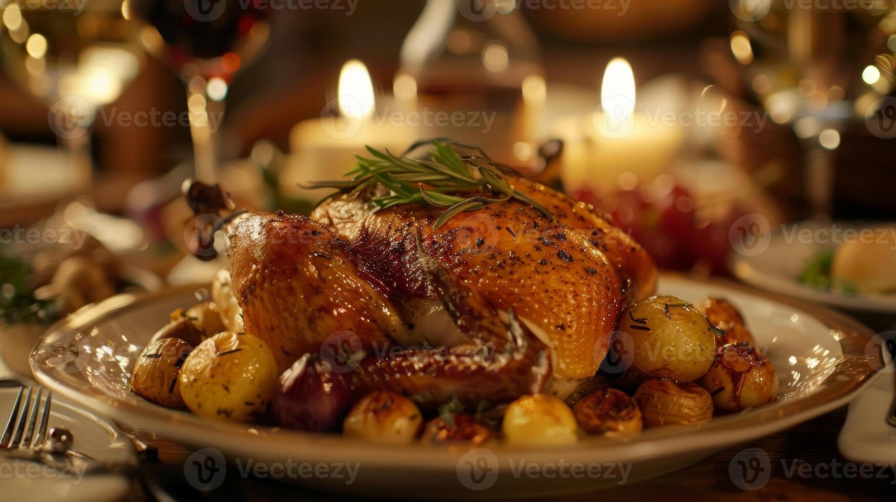 The main course of the evening is a succulent roasted chicken plump and juicy from being raised on a nearby farm photo