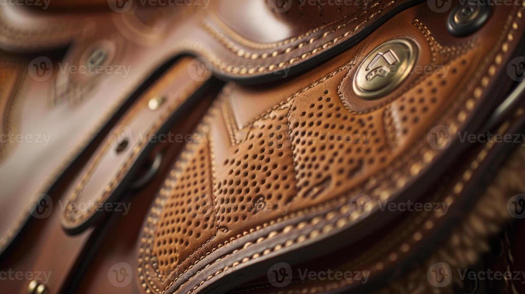 A closeup of the saddles billet ss displaying the strong and durable stitching that allows for a secure fit photo