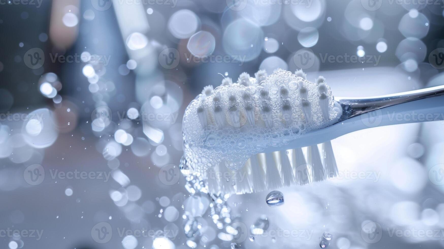 shot of the brush head in motion capturing the dynamic and thorough cleaning action of the electric toothbrush photo