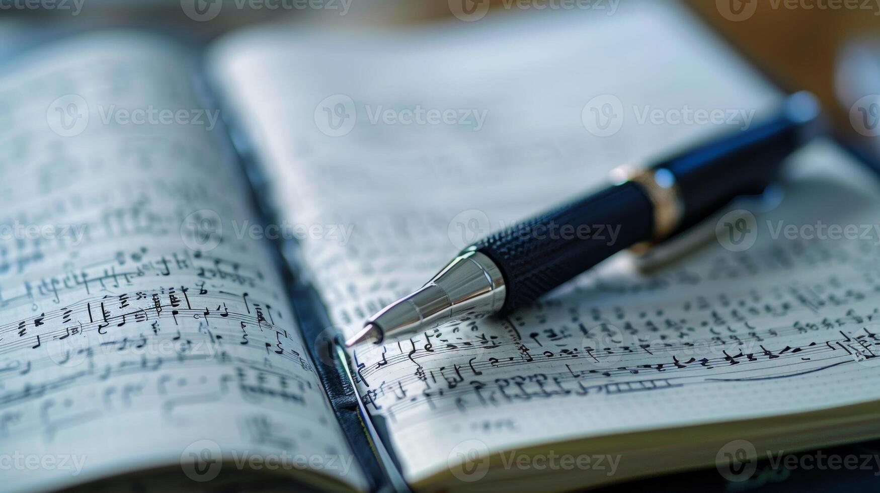 A side view of a smart notebook page with a removable digital divider showing handwritten notes on one side and a digital audio recording on the other photo