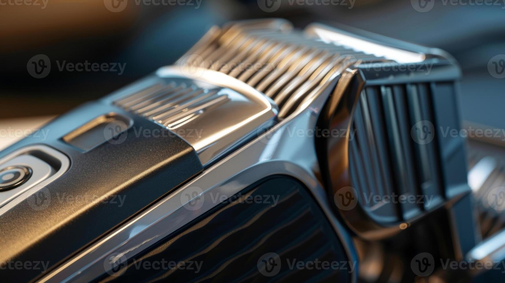 A detailed view of the builtin vacuum feature of an electric hair clipper collecting hair clippings for easy cleanup photo