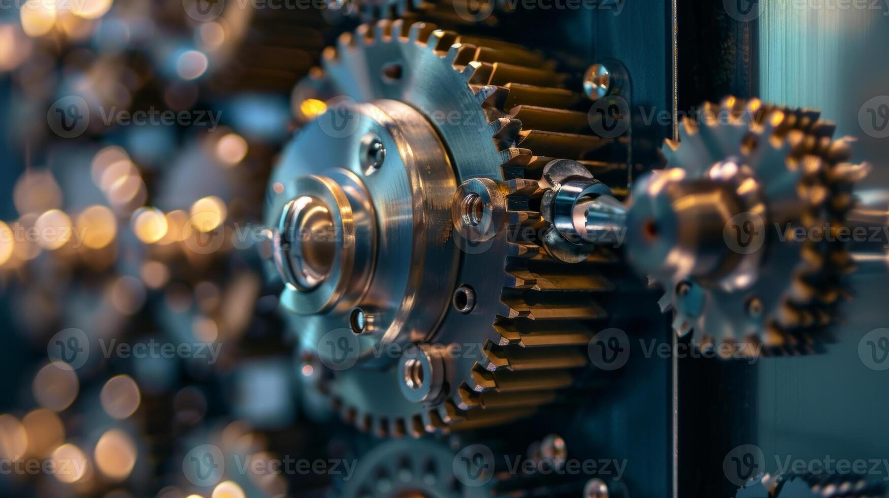 The mechanism of the smart locker is revealed in a closeup shot showcasing a series of interconnected gears and bolts that allow for secure locking and unlocking photo