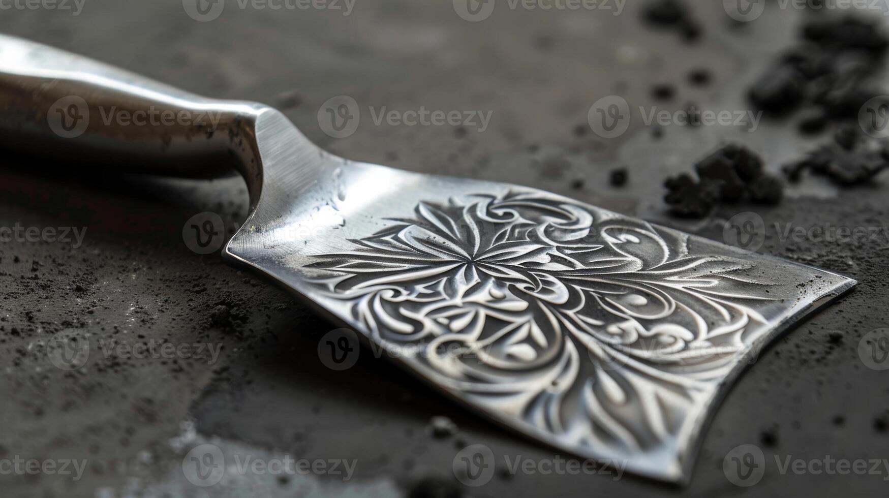 The intricate pattern on the handle of this trowel adds a touch of elegance to its strong and functional design photo