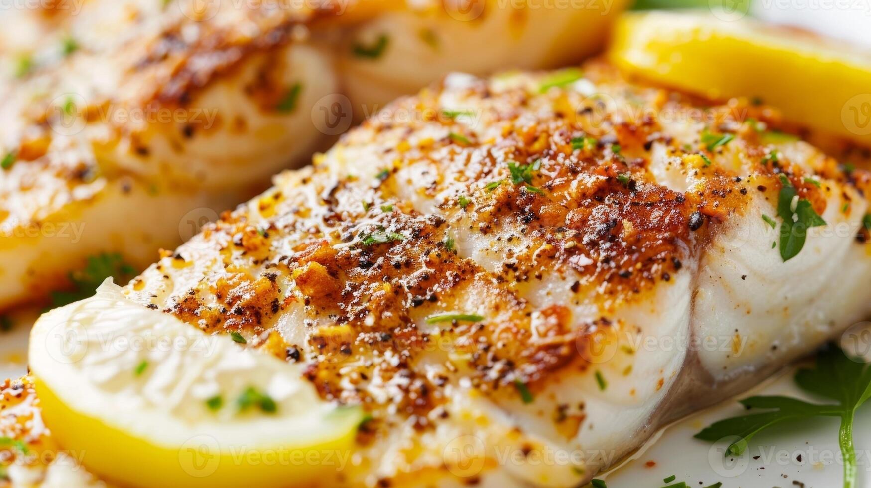 Freshly squeezed lemon juice adds a tangy zing to the crispy fish enhancing its natural flavor and making it the star of the meal photo