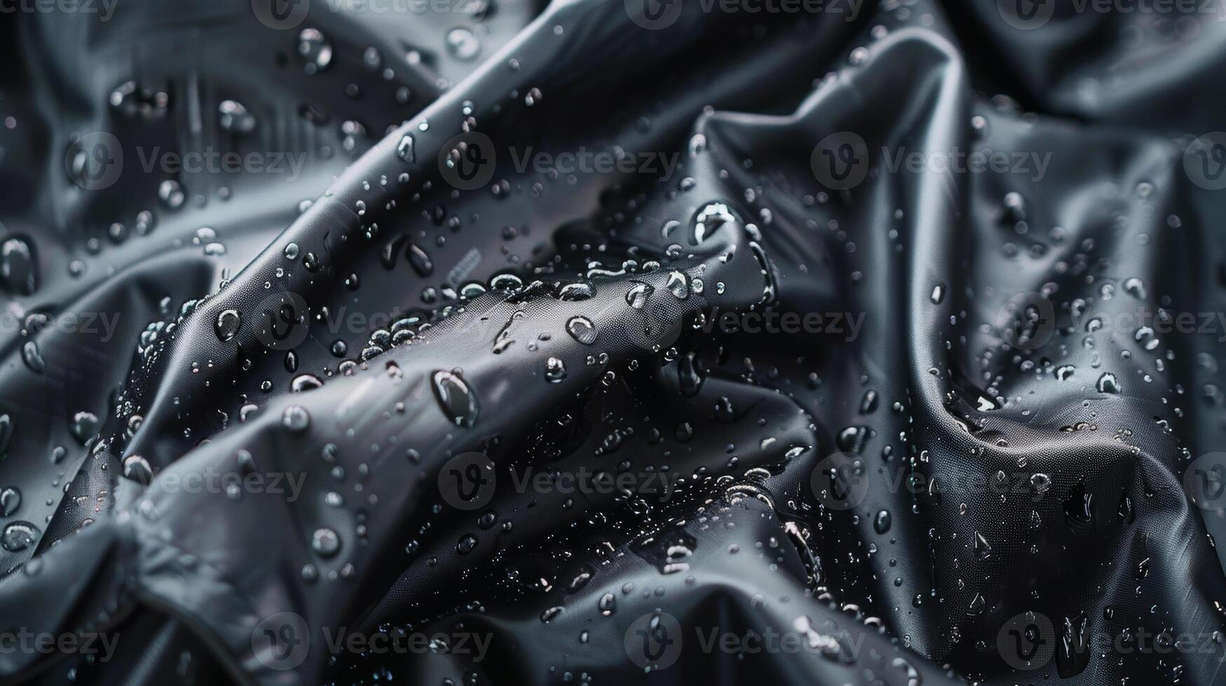 An upclose look at the hightech fabric used to construct a waterproof and windproof hiking jacket with a soft velvety texture and a glossy sheen photo