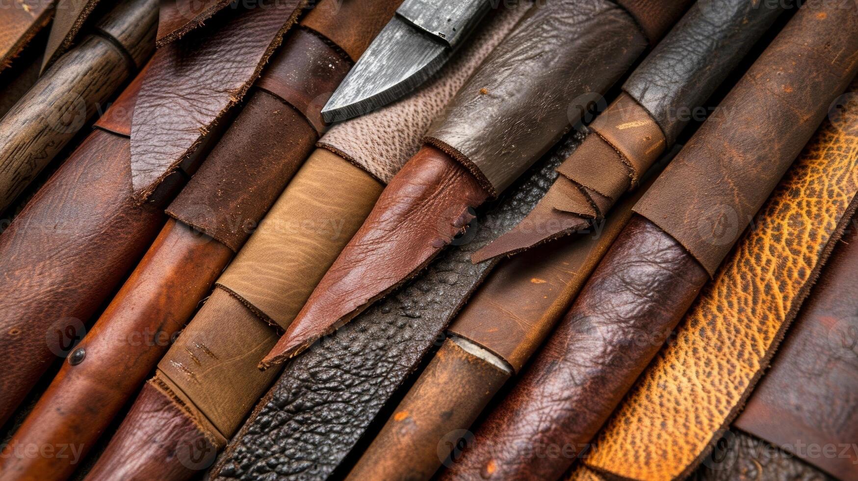 A selection of leather edging tools their curved and tapered edges ideal for creating smooth finished edges on leather pieces photo