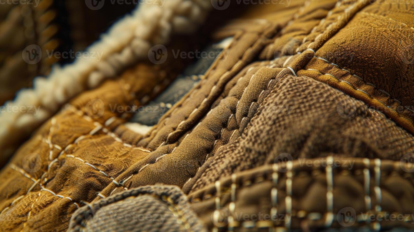 A closeup of the cuffs and collar of a sailing jacket with intricate stitching and a soft fleece lining for added warmth photo