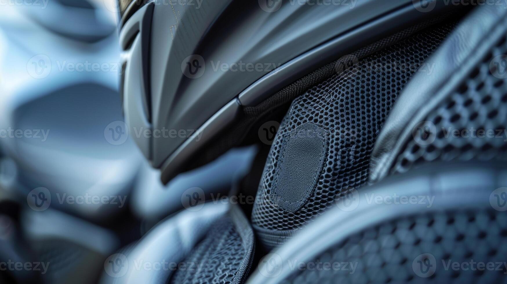 A closeup of the helmets interior padding made with plush and soft materials for comfort and style photo