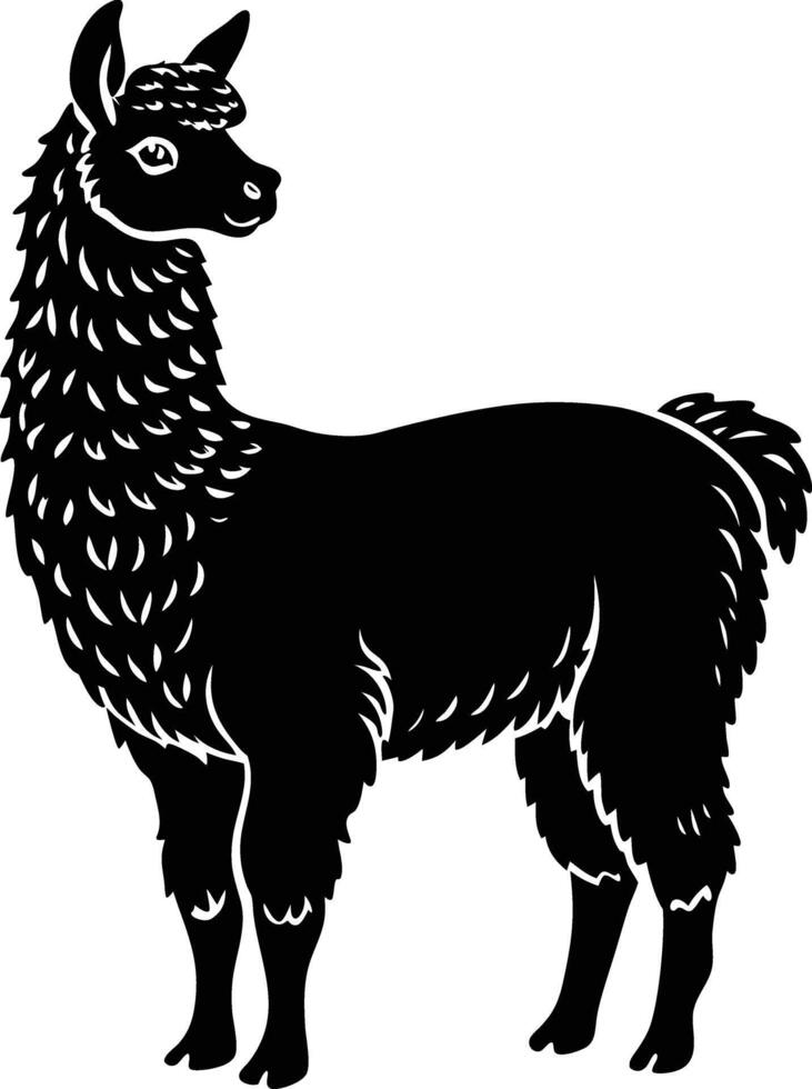 Black silhouette of a llama on a white background vector