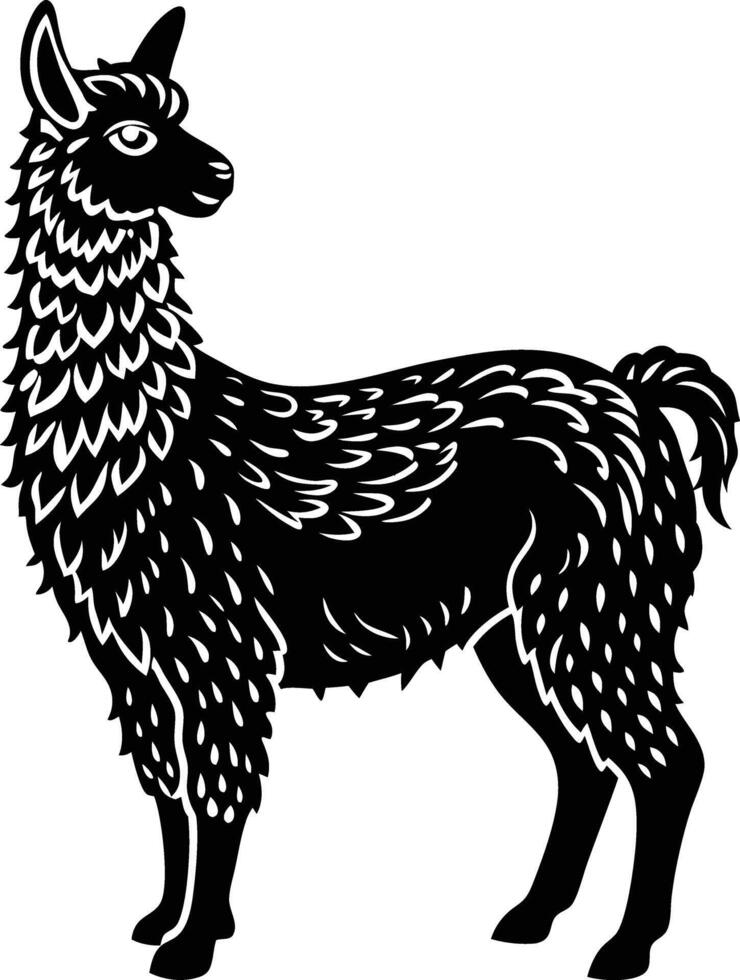 Black silhouette of a llama on a white background vector