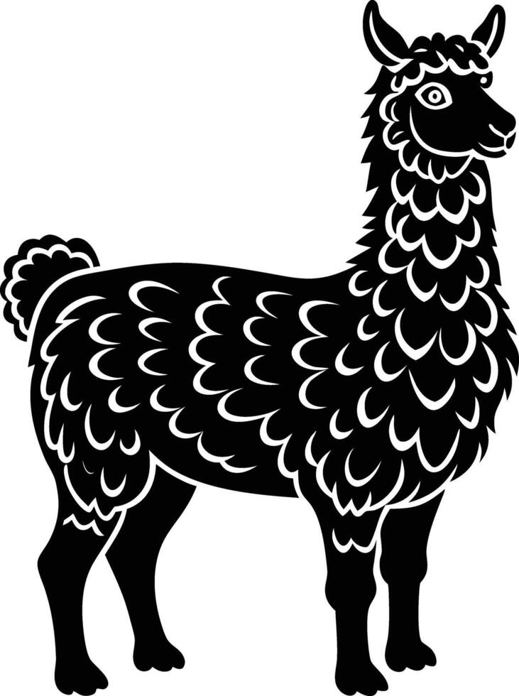 Black silhouette of a llama on a white background vector