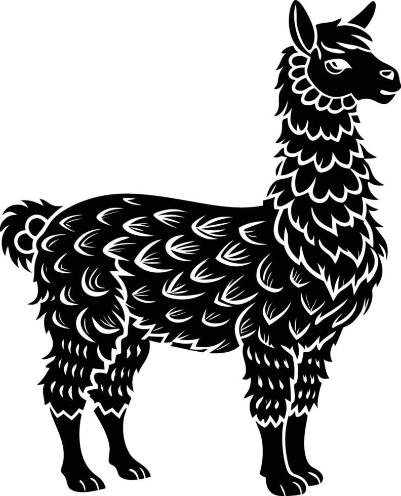 Black silhouette of a llama on a white background vector