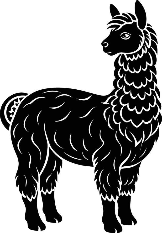 Black silhouette of a llama on a white background vector