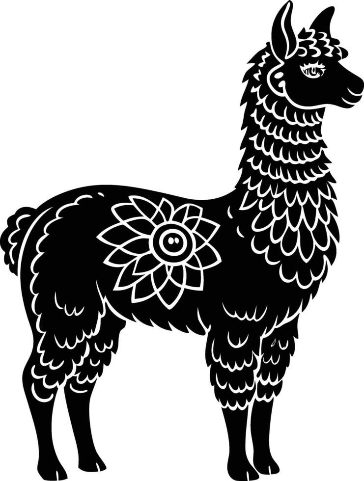 Black silhouette of a llama on a white background vector