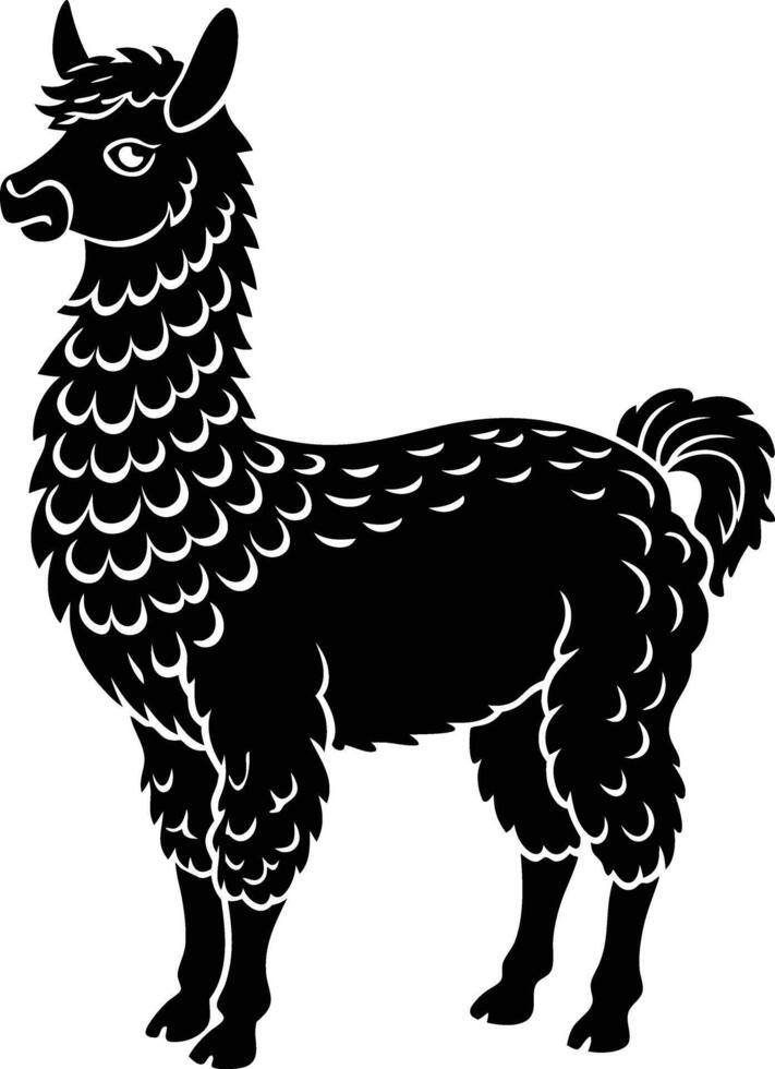 Black silhouette of a llama on a white background vector