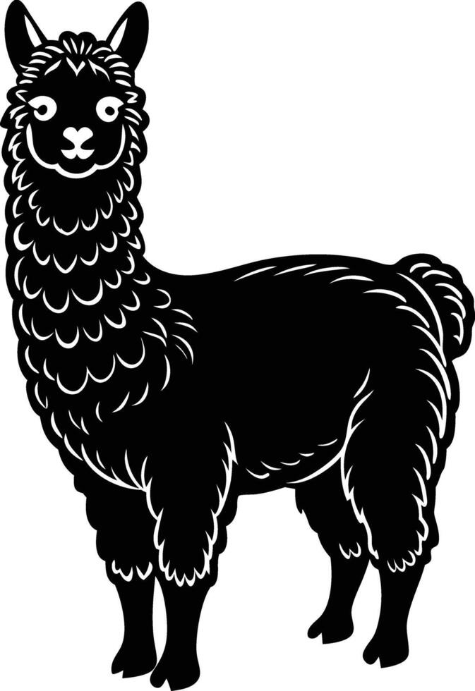 Black silhouette of a llama on a white background vector