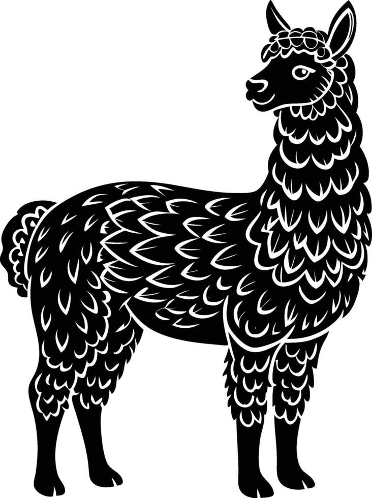 Black silhouette of a llama on a white background vector