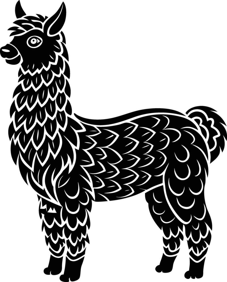 Black silhouette of a llama on a white background vector