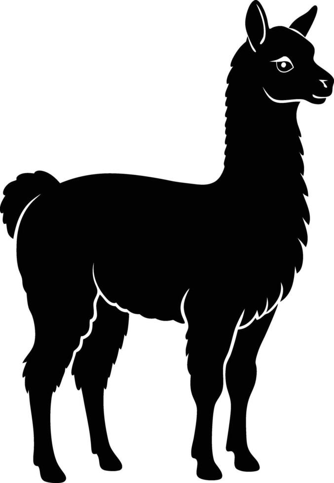 Black silhouette of a llama on a white background vector