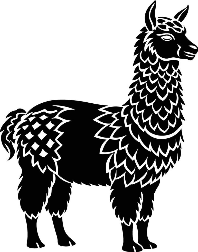 Black silhouette of a llama on a white background vector