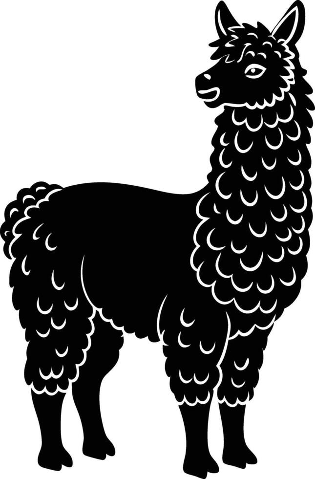 Black silhouette of a llama on a white background vector