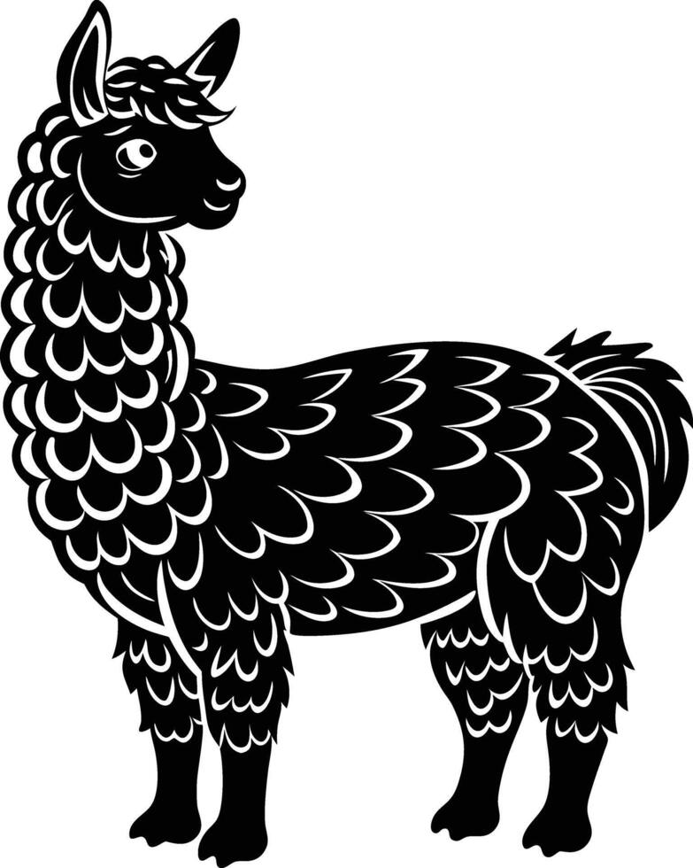 Black silhouette of a llama on a white background vector