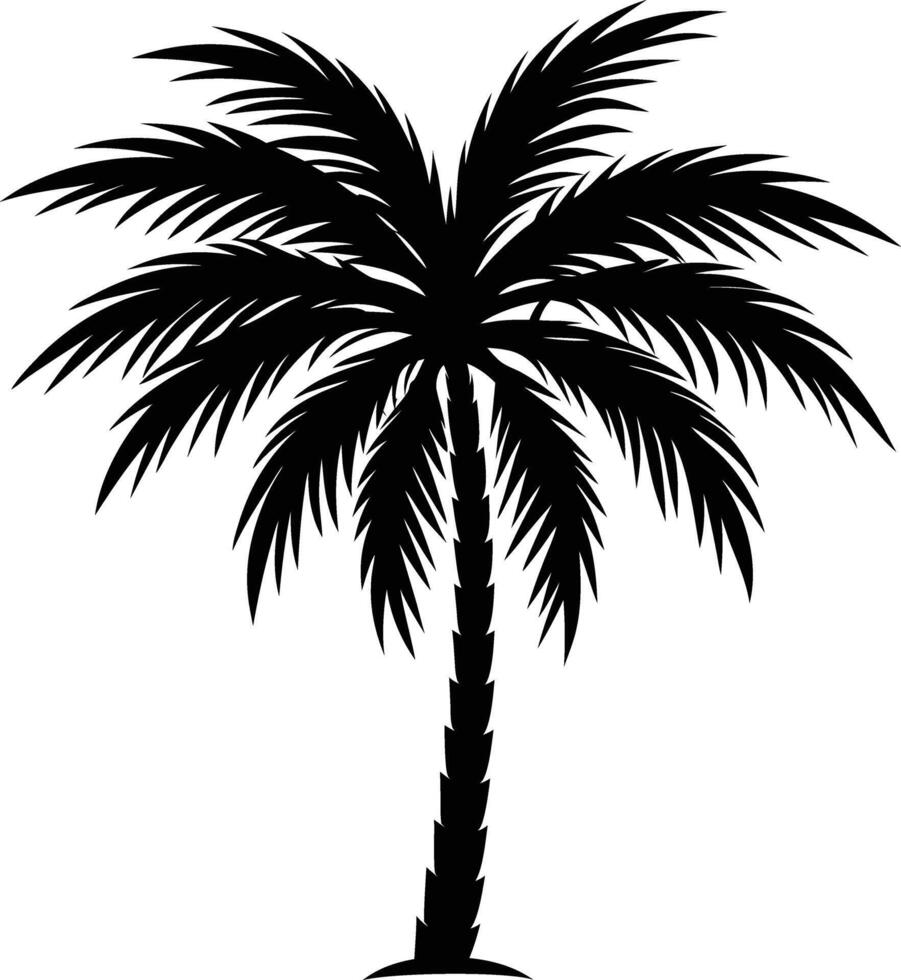 A black palm tree silhouette isolated on white background vector