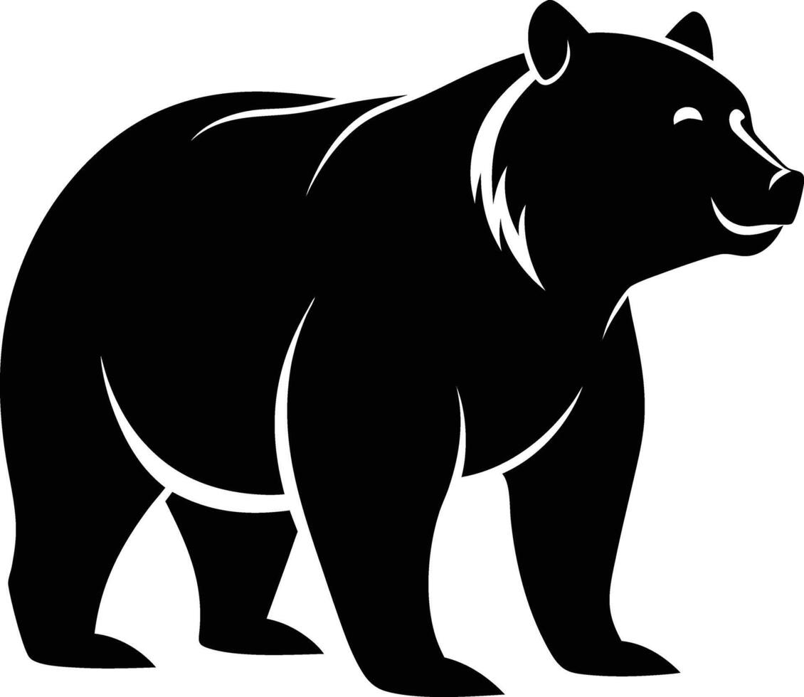 A black grizzly bear silhouette on a white background vector