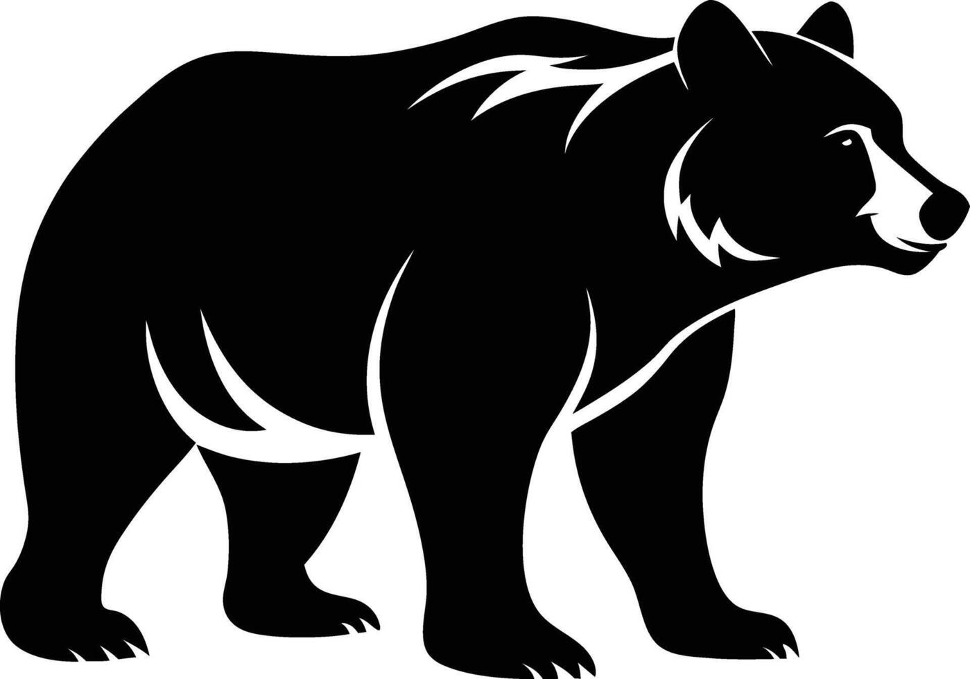 A black grizzly bear silhouette on a white background vector