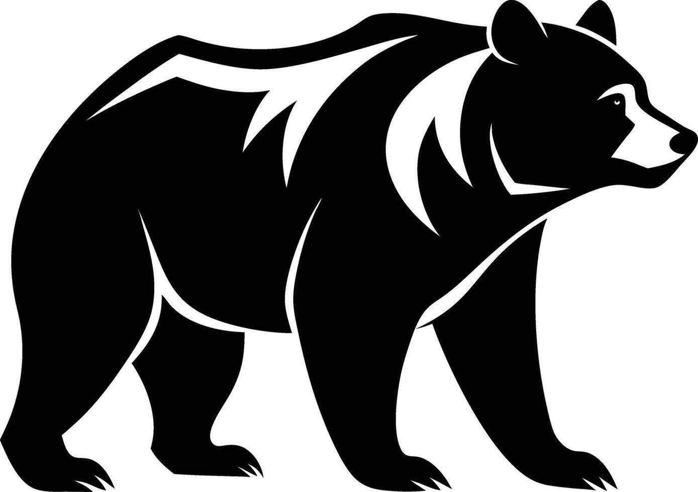 A black grizzly bear silhouette on a white background vector
