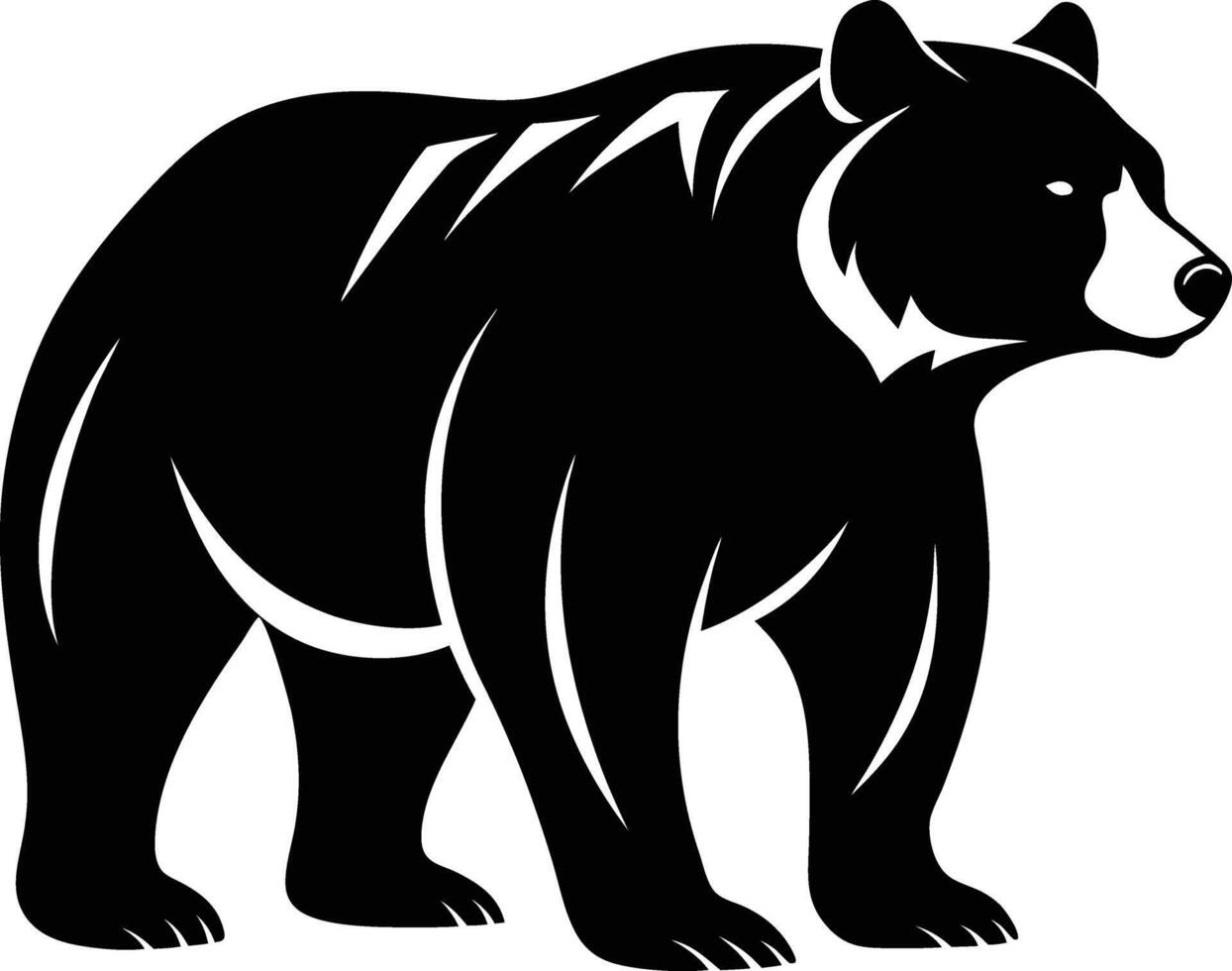 A black grizzly bear silhouette on a white background vector