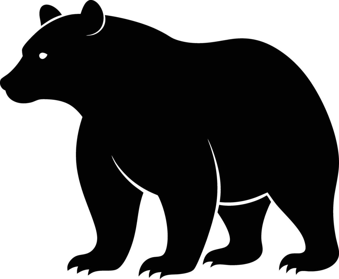 A black grizzly bear silhouette on a white background vector
