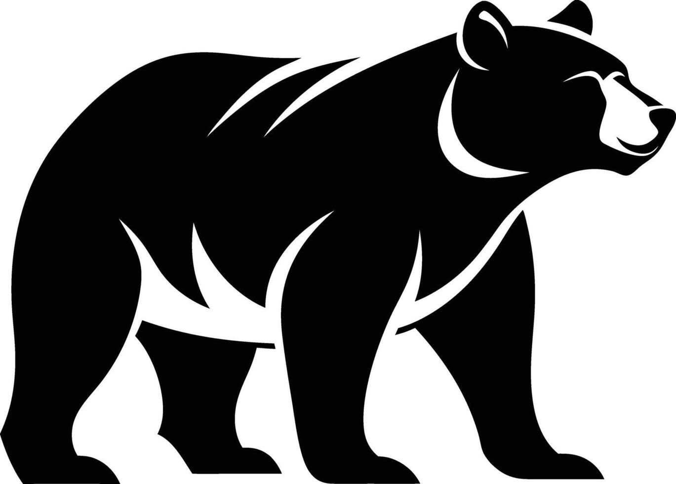 A black grizzly bear silhouette on a white background vector