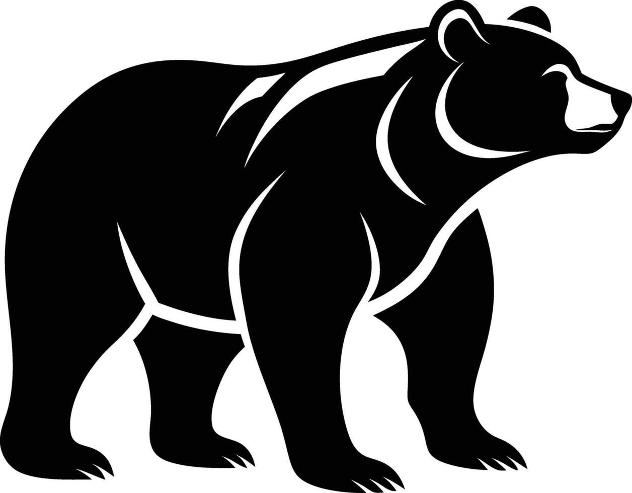 A black grizzly bear silhouette on a white background vector