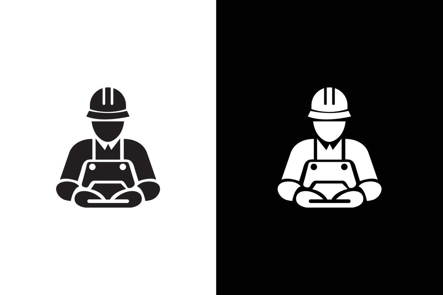 Engineering line icon silhouette. Manufacturing, engineer, blueprint. Editable black and white vector
