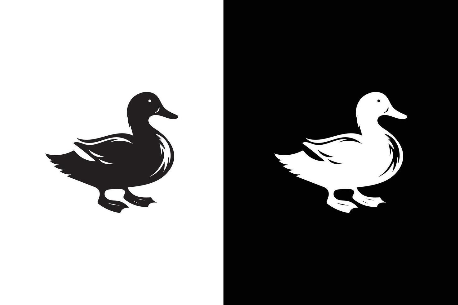 Duck icon illustration. simple duck icon design template black white vector