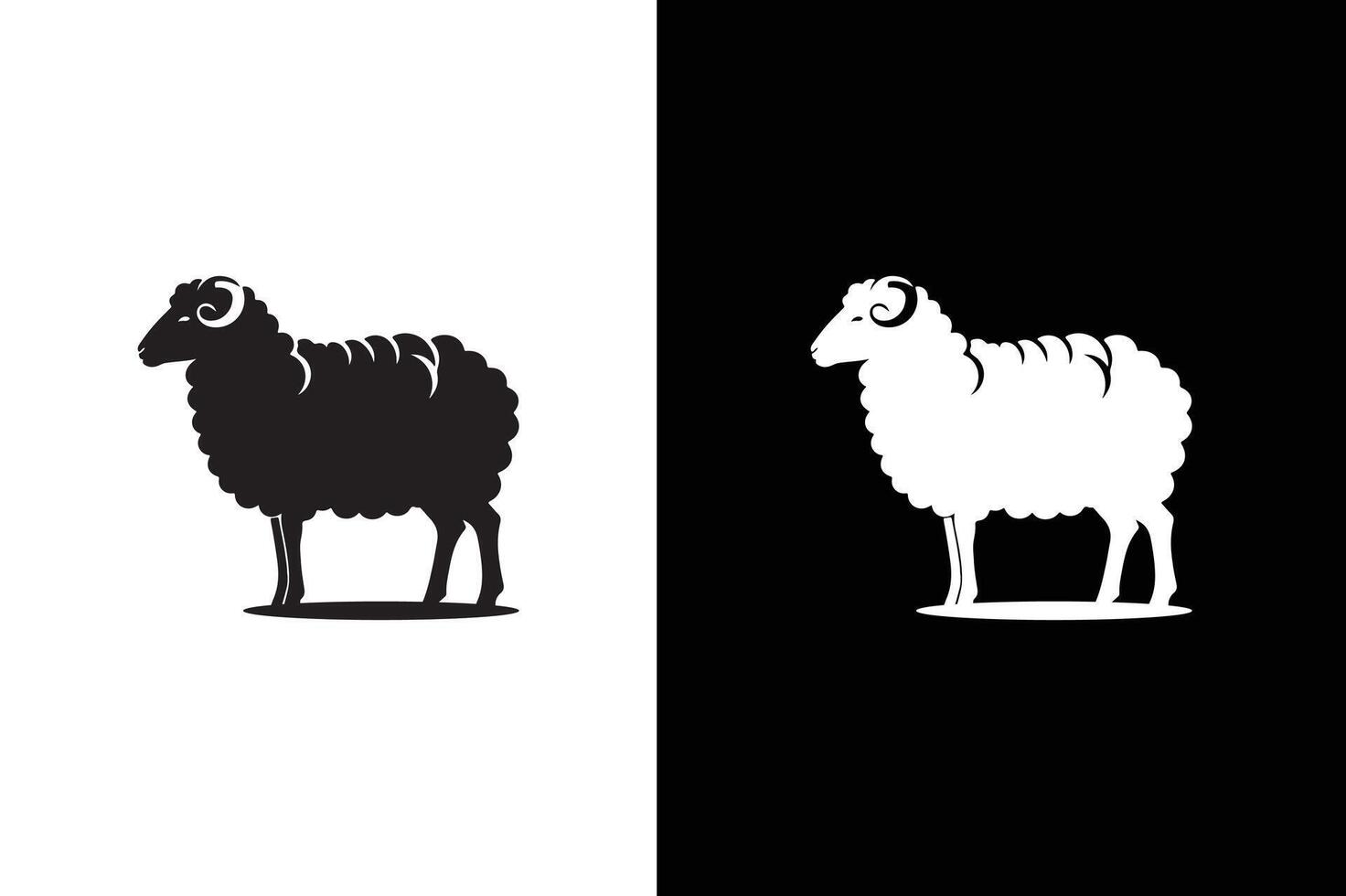 Modern lamb and sheep logo. Silhouette of sheep design illustration black and white background vector