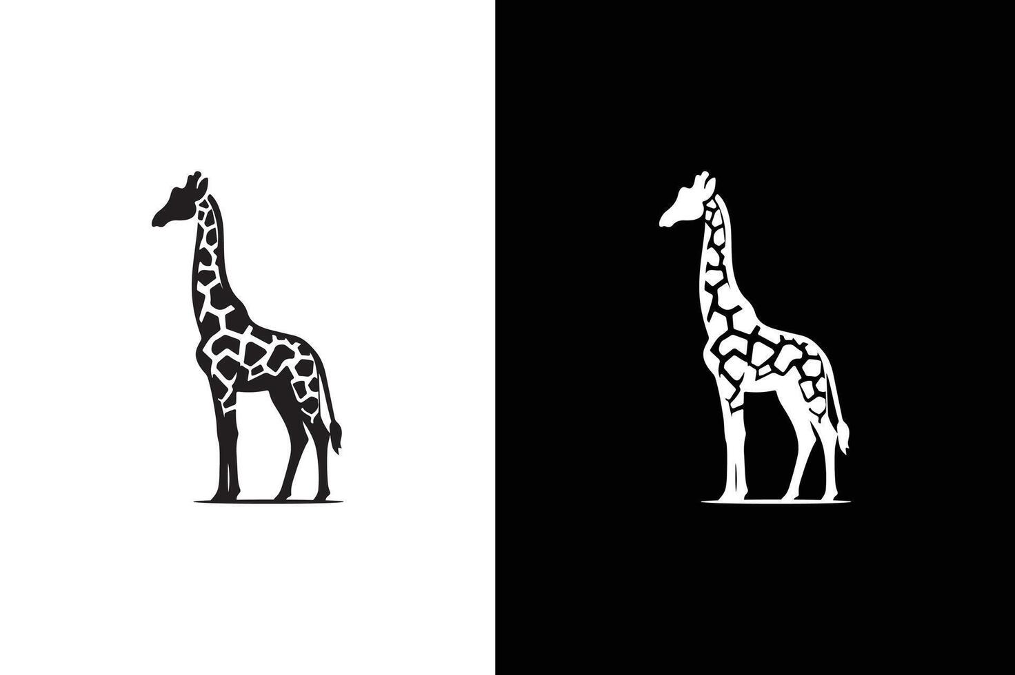 Giraffe icon silhouette isolated on a white black background. vector